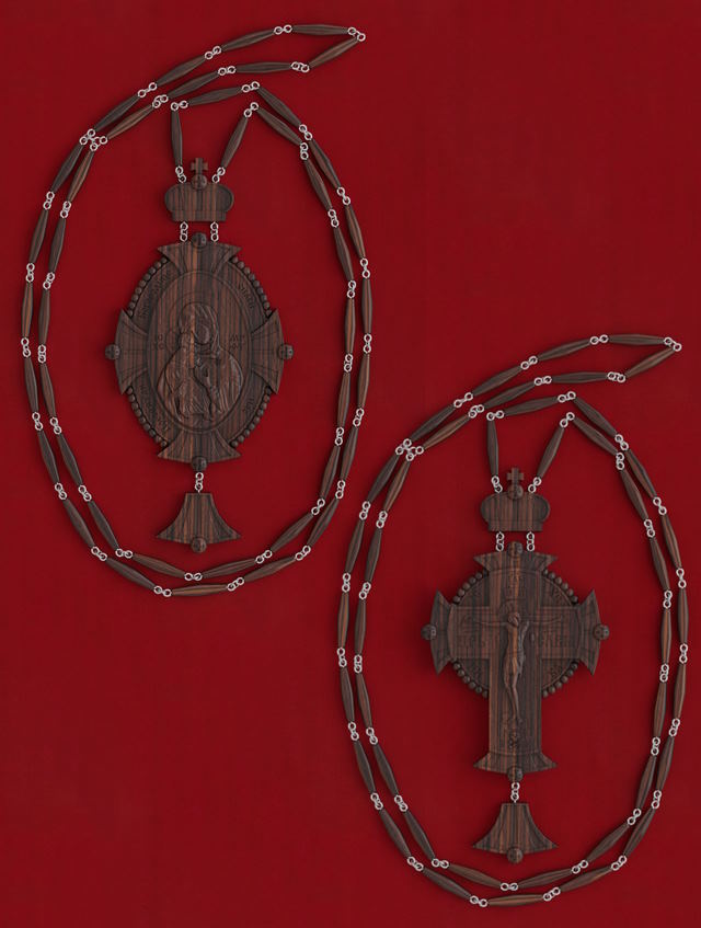 Архиерейский наперсный комплект, материал: дерево палисандр